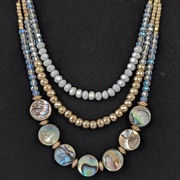Charming Charlie 3-Strand Abalone Beaded Necklace - Picture 3 of 5